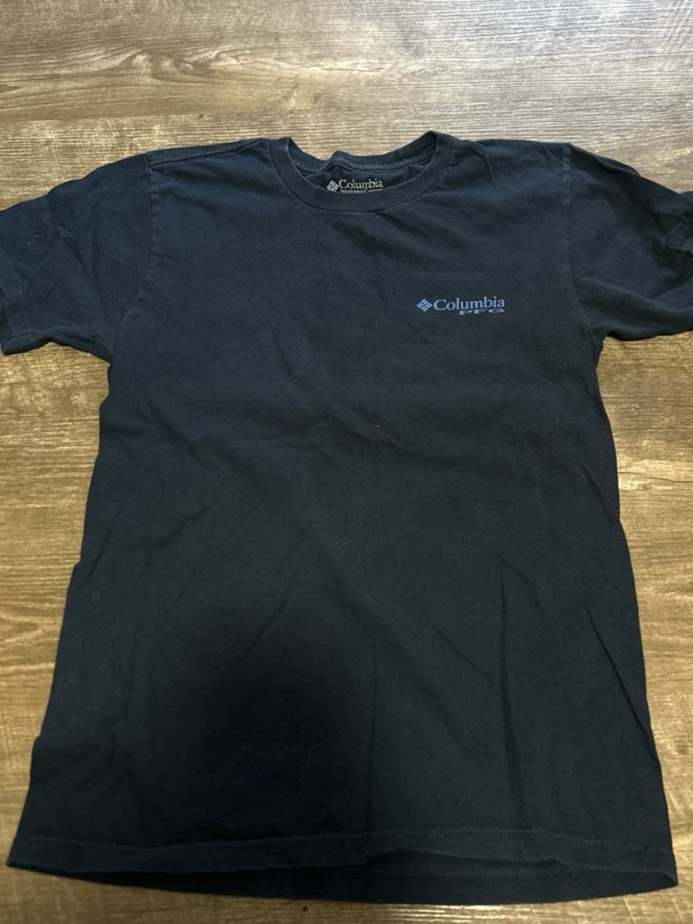 Columbia Black Short Sleeve Logo Tee with Blue Accent